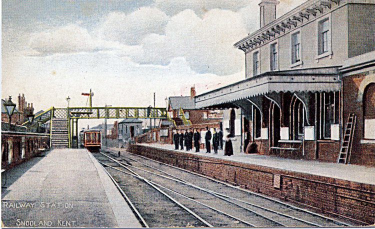 Coloured
              postcard of Snodland station c1905
